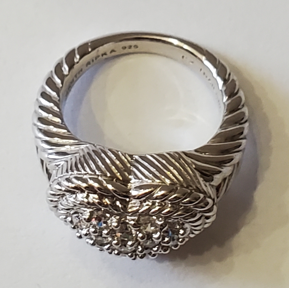 Judith Ripka Silver Heart Pave Ring - Picture 4 of 9